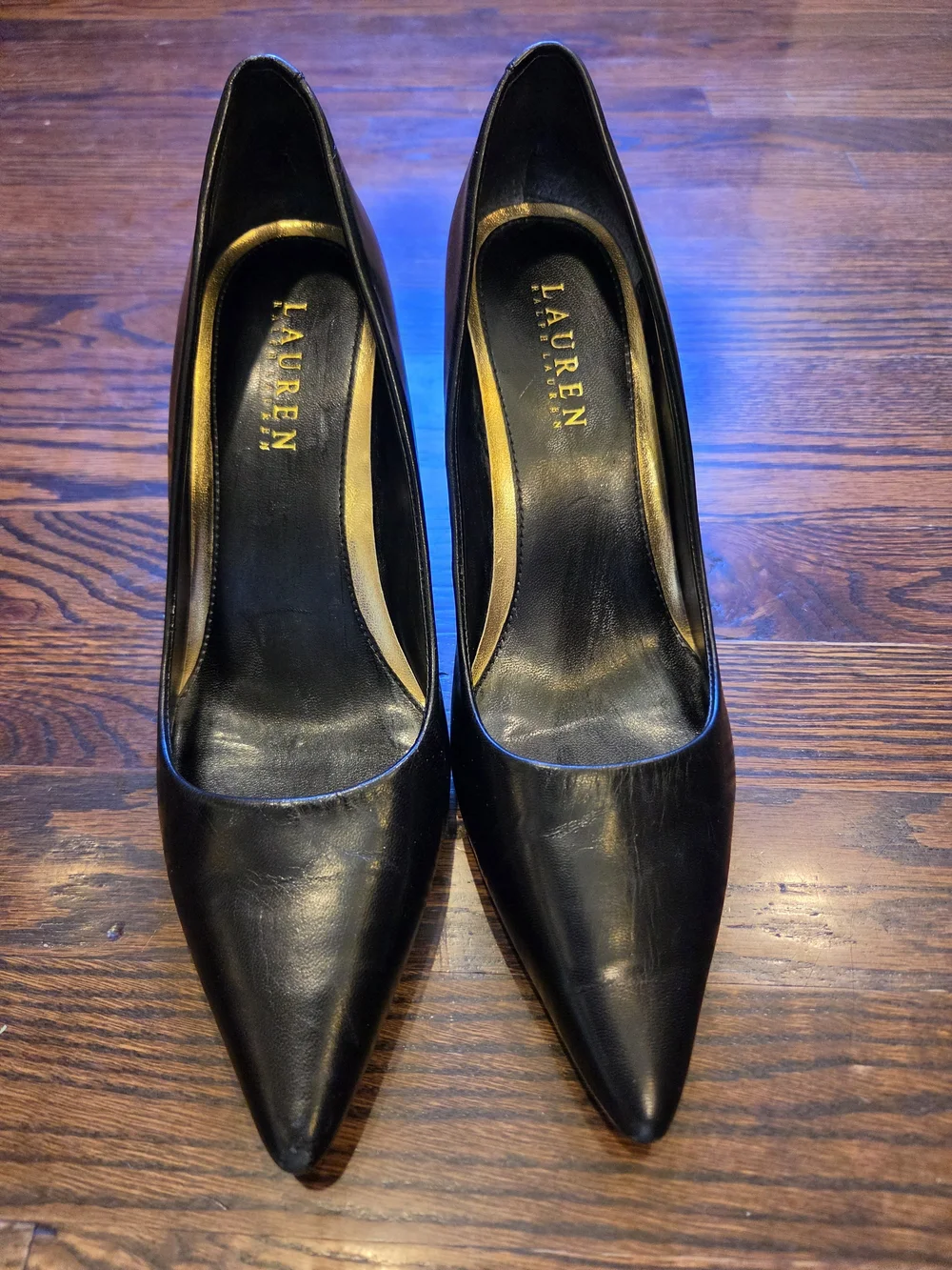 LAUREN Ralph Lauren Black Pointed-Toe Leather Pumps